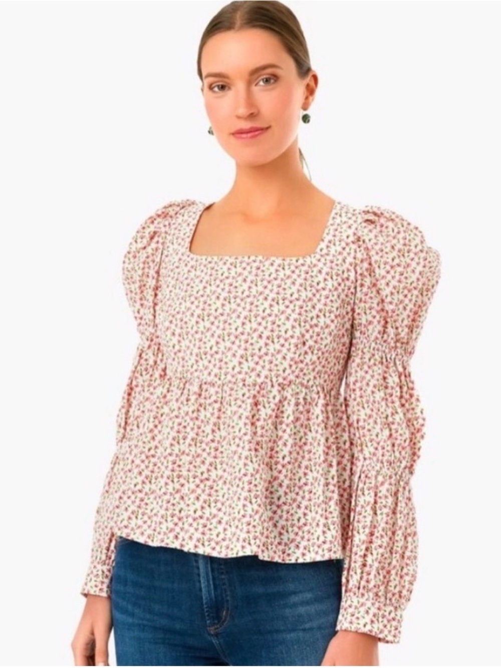 Hyacinth House Clemons Peplum Blouse In Pink Floral Size XS